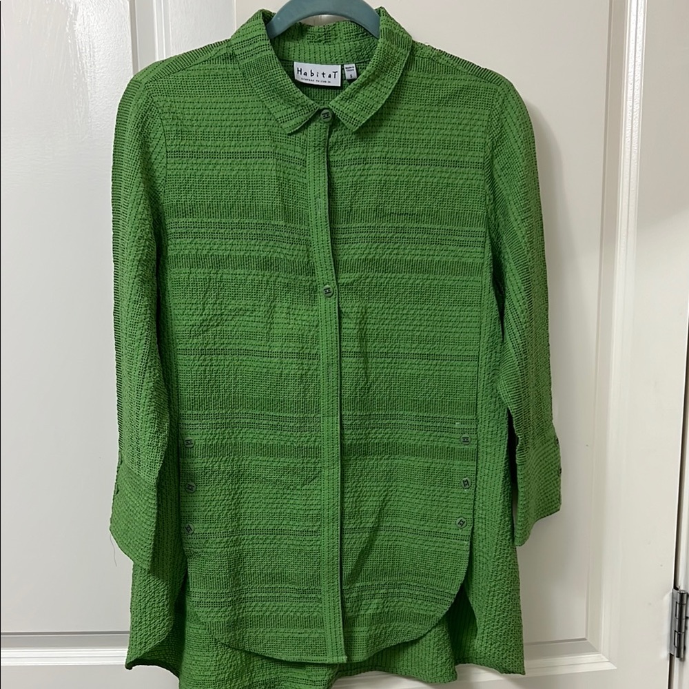Green Textured Button-Up Shirt by Habitat